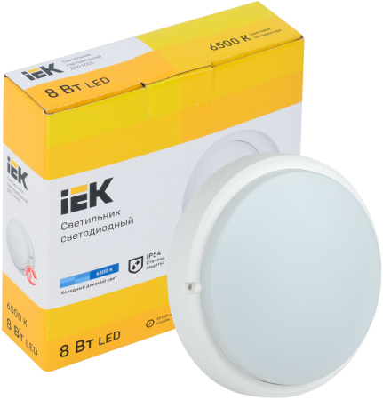 Светильник LED ДПО 4005 8Вт IP54 6500K круг белый IEK