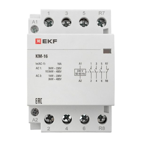 Контактор модульный КМ 16А 3NО+NC (3 мод.) EKF PROxima