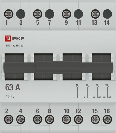 Трехпозиционный переключатель ТПС-63 4P 63А EKF PROxima