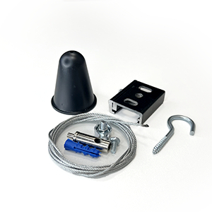 Комплект подвеса с тросом 5м черный (1 трос и комплект креплений)