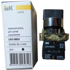 Переключатель LAY5-BD33 3 положения "I-0-II" стандарт ручка IEK