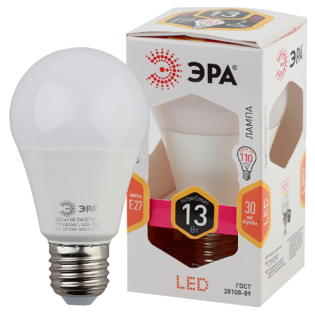 Лампы СВЕТОДИОДНЫЕ СТАНДАРТ LED A60-13W-827-E27  ЭРА (диод, груша, 13Вт, тепл, E27)