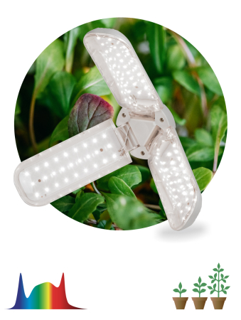 FITO-24W-Ra90-E27-FOLD  Фитолампа для растений светодиодная ЭРА FITO-24W-Ra90-E27-FOLD 3-х лепестковая полного спектра 24 Вт Е27