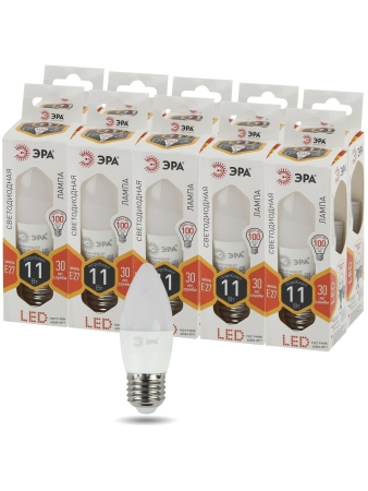 Лампа светодиодная Эра LED B35-11W-827-E27 (диод, свеча, 11Вт, тепл, E27)