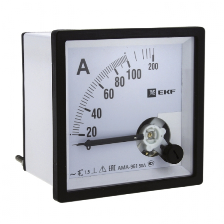 Амперметр AMA-961 аналоговый на панель (96х96) квадратный вырез 1500А трансф. подкл. EKF