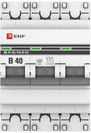 Автоматический выключатель 3P 40А (В) 4,5kA ВА 47-63 EKF PROxima