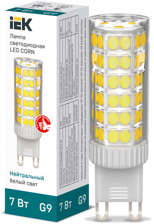 Лампа LED CORN капсула 7Вт 230В 4000К керамика G9 IEK