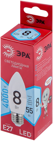 LED B35-8W-840-E27 R  Лампочка светодиодная ЭРА RED LINE LED B35-8W-840-E27 R E27 / Е27 8 Вт свеча нейтральный белый свет