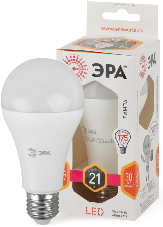 Лампы СВЕТОДИОДНЫЕ СТАНДАРТ LED A65-21W-827-E27  ЭРА (диод, груша, 21Вт, тепл, E27)