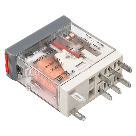 Реле промежуточное с кнопкой и мех. Индикацией RPAt 22/2 8A 230В AC EKF AVERES