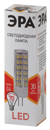 Лампы СВЕТОДИОДНЫЕ СТАНДАРТ LED JC-7W-220V-CER-827-G4  ЭРА (диод, капсула, 7Вт, тепл, G4)
