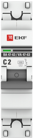 Автоматический выключатель 1P 2А (C) 4,5kA ВА 47-63 EKF PROxima