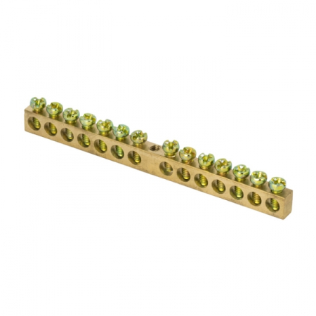 Шина PEN "ноль-земля" (6х9мм) 14 отверстий латунь крепеж по центру EKF PROxima