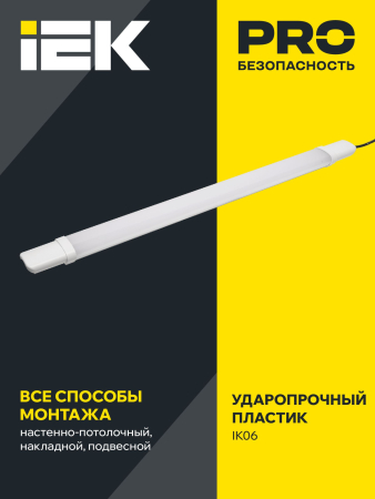Светильник ДСП 1309 18Вт 6500К IP65 700мм белый пластик IEK