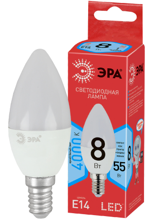 Лампа светодиодная Эра ECO LED B35-8W-840-E14 (диод, свеча, 8Вт, нейтр, E14)