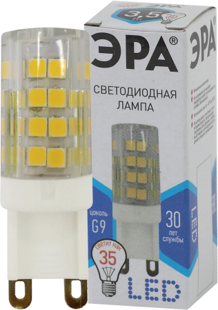 Лампы СВЕТОДИОДНЫЕ СТАНДАРТ LED JCD-3,5W-CER-840-G9  ЭРА (диод, капсула, 3,5Вт, нейтр, G9)