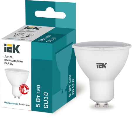 Лампа светодиодная ECO PAR16 софит 5Вт 230В 4000К GU10 IEK