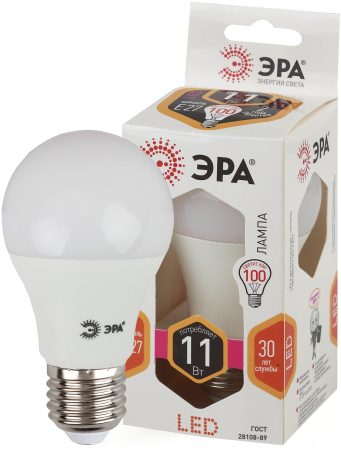 Лампы СВЕТОДИОДНЫЕ СТАНДАРТ LED A60-11W-827-E27  ЭРА (диод, груша, 11Вт, тепл, E27)