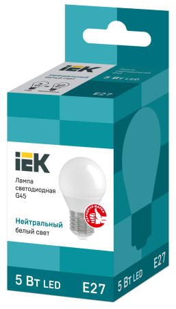 Лампа светодиодная ECO G45 шар 5Вт 230В 4000К E27 IEK