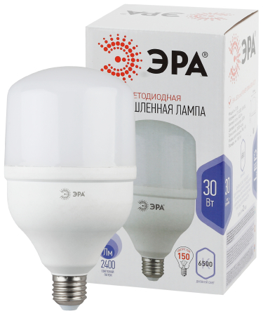 Лампы СВЕТОДИОДНЫЕ POWER LED POWER T100-30W-6500-E27  ЭРА (диод, колокол, 30Вт, хол, E27)