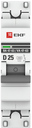Автоматический выключатель 1P 25А (D) 4,5kA ВА 47-63 EKF PROxima