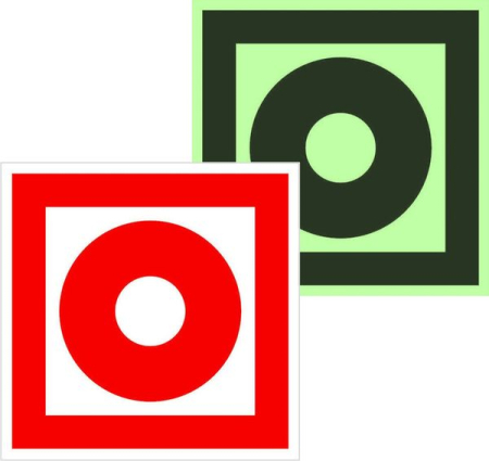 Знак F 10 "Кнопка включения установок (систем) пожарной автоматики" 100х100 мм, пленка самоклеящаяся с покрытием фотолюминесцентным ГОСТ Р 12.4.026-2001 EKF