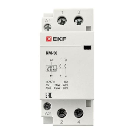 Контактор модульный КМ 50А 2NО (2 мод.) EKF PROxima