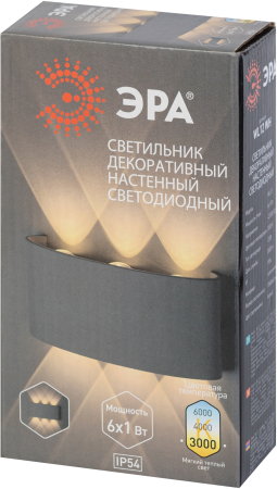 Светильник WL12 WH  ЭРА Декоративная подсветка светодиодная ЭРА 6*1Вт IP 54 белый