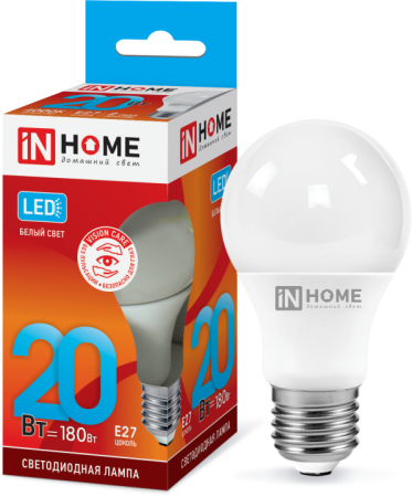Лампа светодиодная LED-A60-VC 20Вт 230В Е27 4000К 1800Лм IN HOME