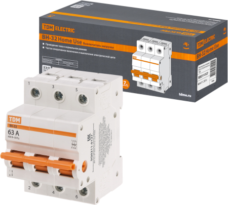 Выключатель нагрузки (мини-рубильник) ВН-32 3P 63A Home Use TDM