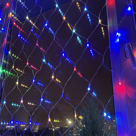 Гирлянды ENIS-01R  ЭРА Гирлянда LED Сеть 1,8 м*1,5 м RGB 8 режимов, 220V, IP20