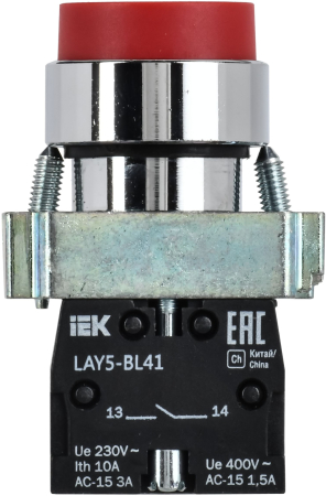 Кнопка управления LAY5-BL41 без подсветки красная 1з IEK