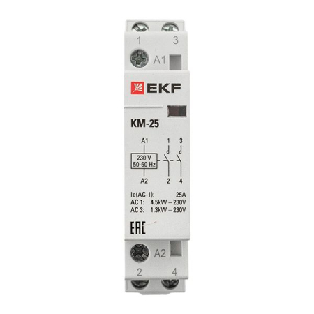 Контактор модульный КМ 25А 2NО (1 мод.) EKF PROxima