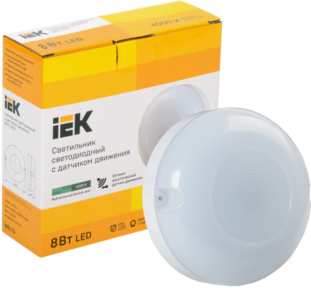 Светильник LED ДПО 1001 8Вт 4000K IP54 с акуст.датч. IEK