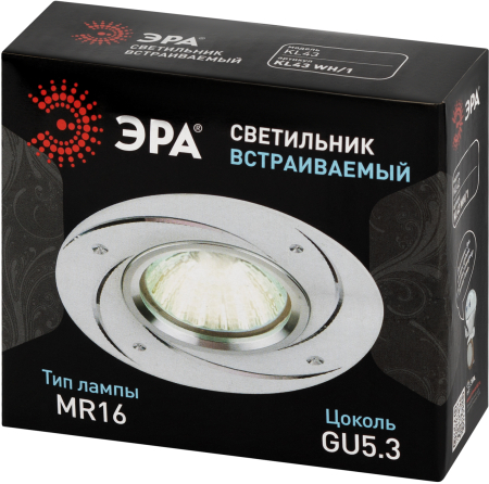 KL43 WH/1  KL43 WH/1 Светильник ЭРА Светильник ЭРА литой  "алюминевый " MR16,12V/220V, 50W белый