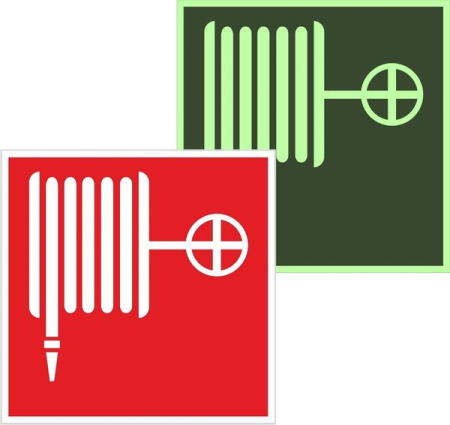 Знак F 02 "Пожарный кран" 200х200 мм, пластик с покрытием фотолюминесцентным ГОСТ Р 12.4.026-2001 EKF
