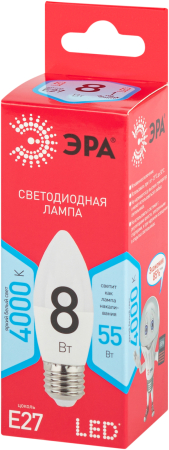 LED B35-8W-840-E27 R  Лампочка светодиодная ЭРА RED LINE LED B35-8W-840-E27 R E27 / Е27 8 Вт свеча нейтральный белый свет