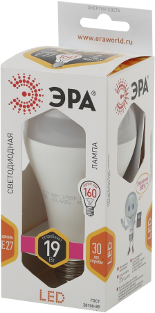 Лампы СВЕТОДИОДНЫЕ СТАНДАРТ LED A65-19W-827-E27  ЭРА (диод, груша, 19Вт, тепл, E27)
