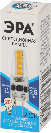 Лампочка светодиодная ЭРА STD LED-JC-2,5W-220V-SLC-840-G4 G4 2,5Вт силикон капсула нейтральный белый свет