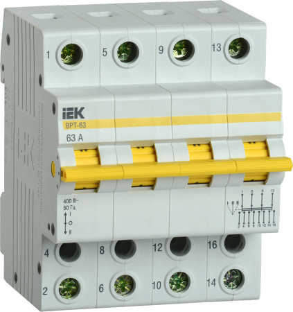 Выключатель-разъединитель трехпозиционный ВРТ-63 4P 63А IEK