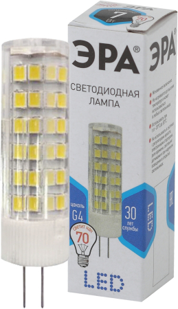 Лампы СВЕТОДИОДНЫЕ СТАНДАРТ LED JC-7W-220V-CER-840-G4  ЭРА (диод, капсула, 7Вт, нейтр, G4)