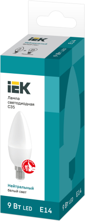 Лампа светодиодная ECO C35 свеча 9Вт 230В 4000К E14 IEK