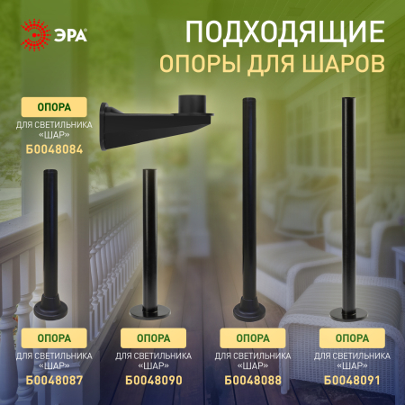 НТУ 02-60-202 ЭРА Светильник садово-парковый шар прозрачный призма D200mm Е27 (6/90)