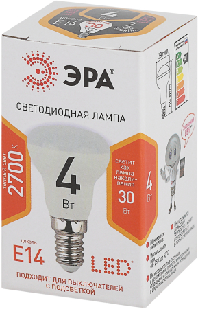 Лампа светодиодная Эра LED R39-4W-827-E14 (диод, рефлектор, 4Вт, тепл, E14)