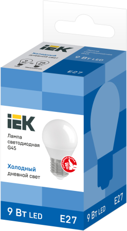 Лампа светодиодная ECO G45 шар 9Вт 230В 6500К E27 IEK