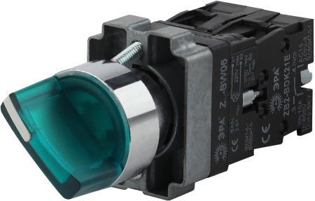BSW90-BK-2-K06E  Переключатель ЭРА BSW90-BK-2-K06E LAY5-BK2365 2 положения зеленый