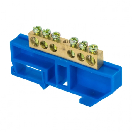 Шина "0" N (8х12мм) 6 отверстий латунь синий изолятор на DIN-рейку EKF  PROxima