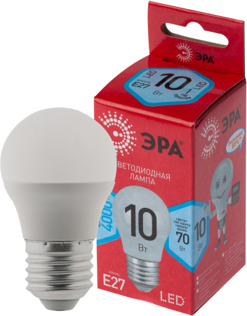 LED P45-10W-840-E27 R ЭРА (диод, шар, 10Вт, нейтр, E27)