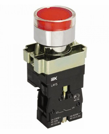 Кнопка управления LAY5-BW3461 с подсветкой красный 1з IEK
