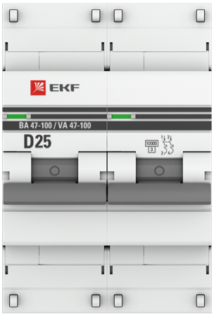Автоматический выключатель 2P  25А (D) 10kA ВА 47-100 EKF PROxima